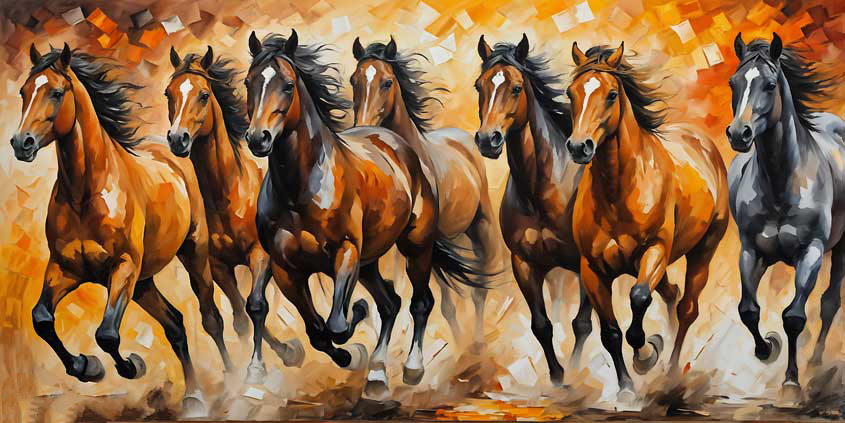 Lucky Seven Horses Painting